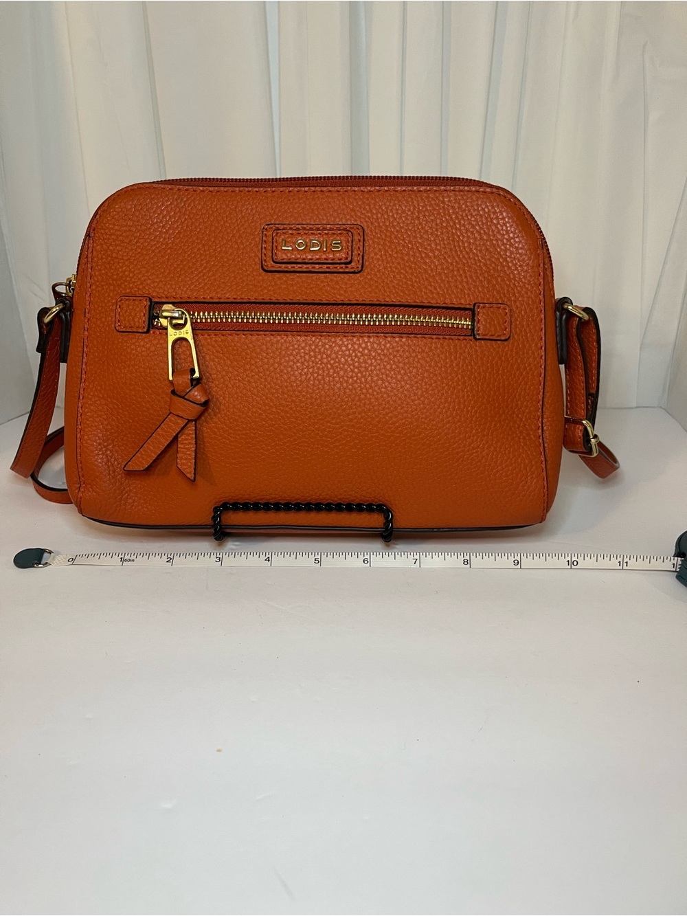 Lodis Pebbled Leather Crossbody Bag in Orange